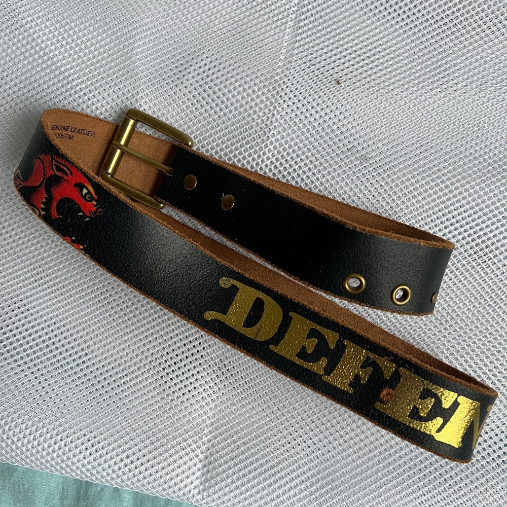 Vintage Ed Hardy Defender Handmade Genuine Leather Belt Studs EH0067M Sz Medium